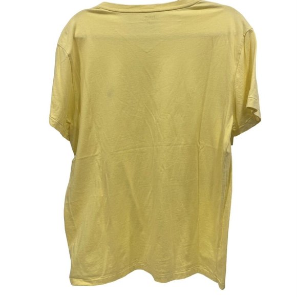 POLO RALPH LAUREN Men's Short Sleeve Solid YELLOW V-Neck T-Shirt Blue Logo LARGE - Picture 3 of 5